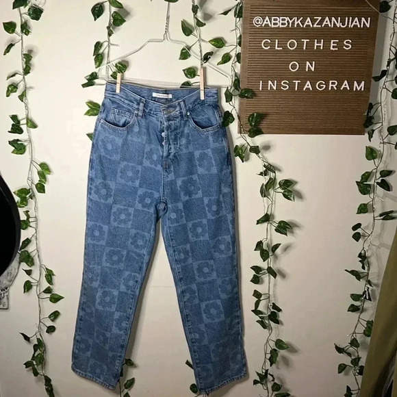 Pacsun Eco Flower Printed High Rise Straight Semi Wide Leg Jeans - Picture 4 of 8